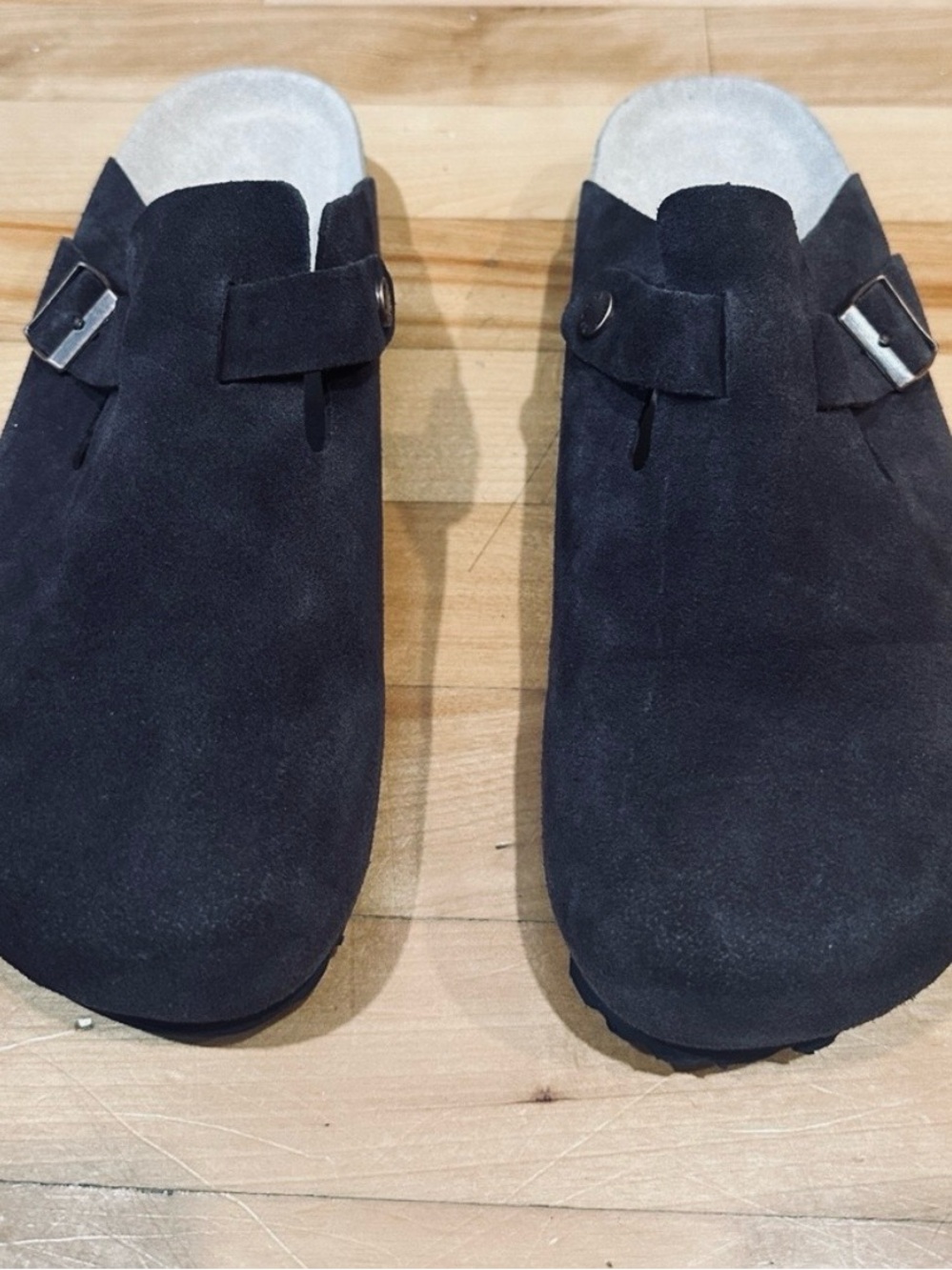 Birkenstock Dark brown Suede Slip-On Clogs with Buckle